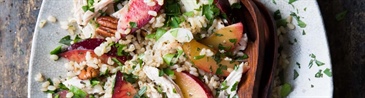 Plum Salad with Brown Rice, Chicken, Pecans, and Mixed Herbs