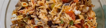 Sun-dried Tomato and Eggplant Orzo Salad by @homemadeinastoria