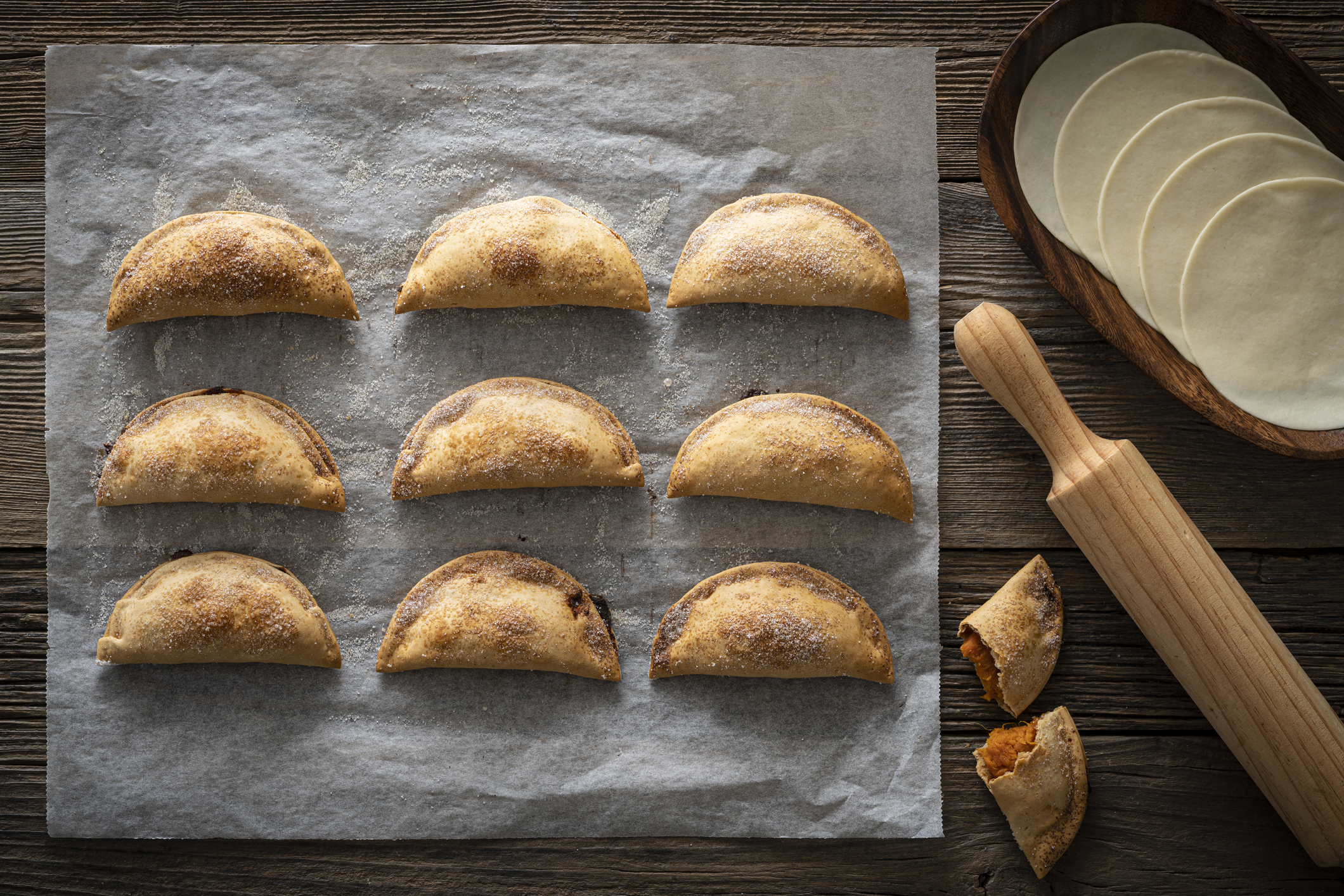 Empanadas on wax paper Empanadas on wax paper