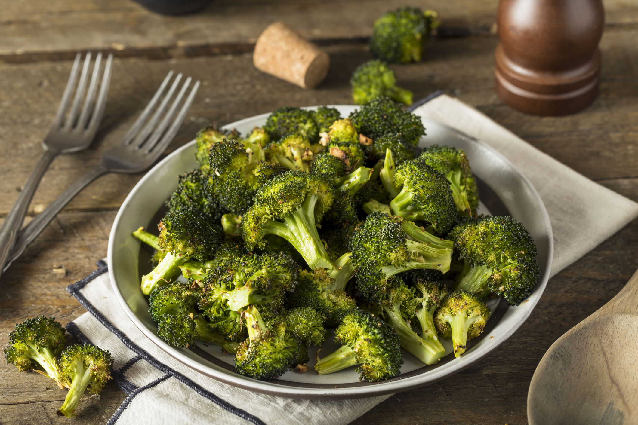 Broccoli florets in a bowl