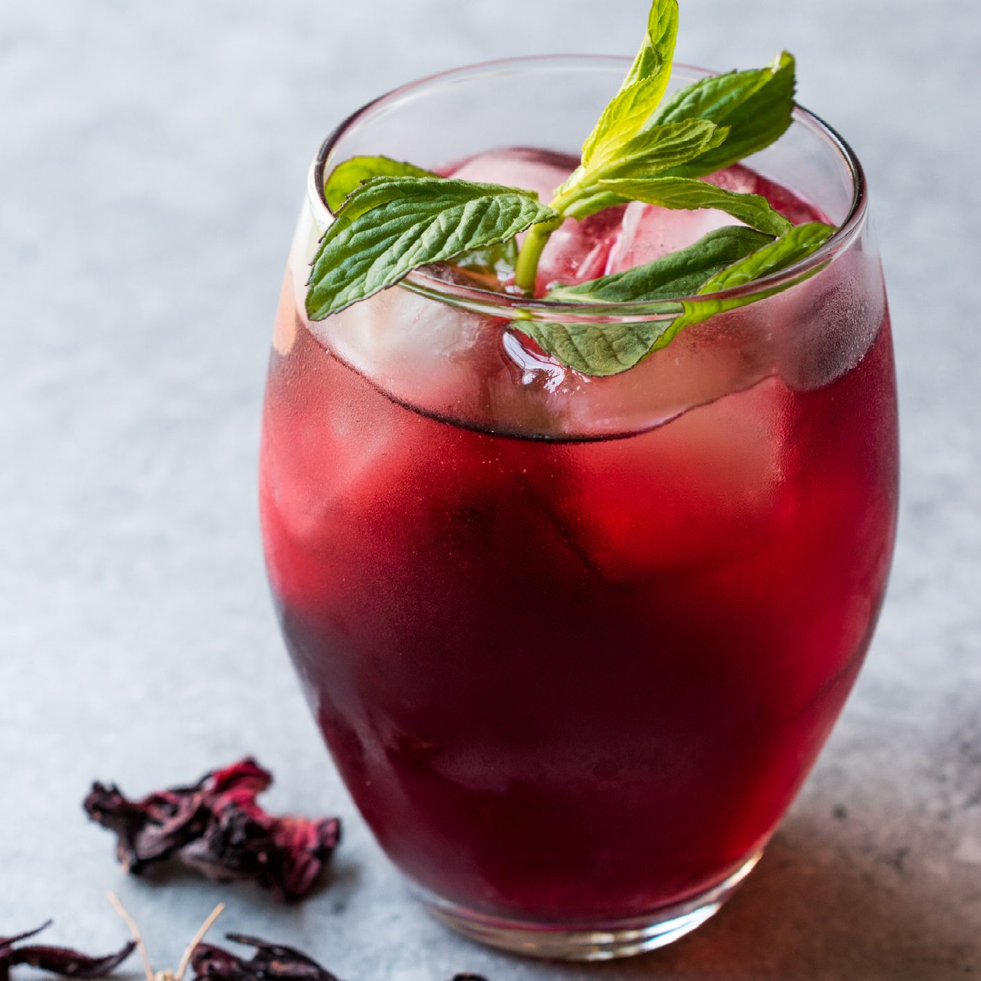 Jamaican Sorrel in Glass with Mint